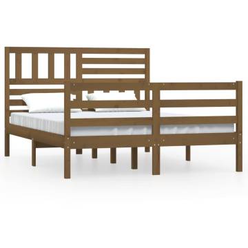 Honey Brown King Size Bed Frame 150x200 cm - Solid Wood