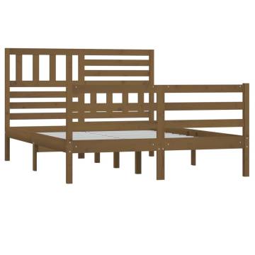 Honey Brown King Size Bed Frame 150x200 cm - Solid Wood