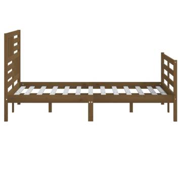 Honey Brown King Size Bed Frame 150x200 cm - Solid Wood