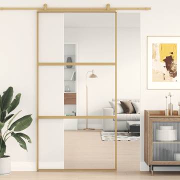 Sliding Door Gold - 102.5x205 cm Clear ESG Glass & Aluminium