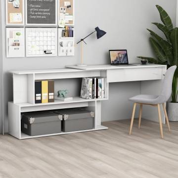 High Gloss White Corner Desk – Stylish & Functional