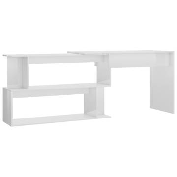 High Gloss White Corner Desk – Stylish & Functional