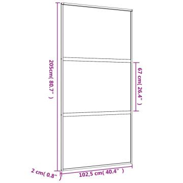 Sliding Door Gold - 102.5x205 cm Clear ESG Glass & Aluminium