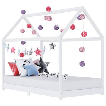 Kids Bed Frame White Solid Pine Wood 90x200 cm - Hipomarket