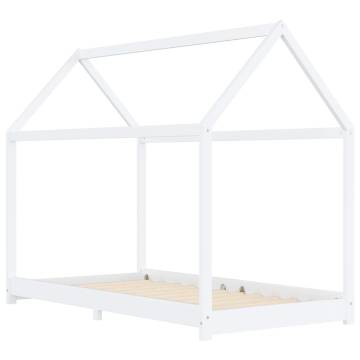 Kids Bed Frame White Solid Pine Wood 90x200 cm - Hipomarket