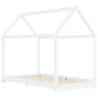 Kids Bed Frame White Solid Pine Wood 90x200 cm - Hipomarket