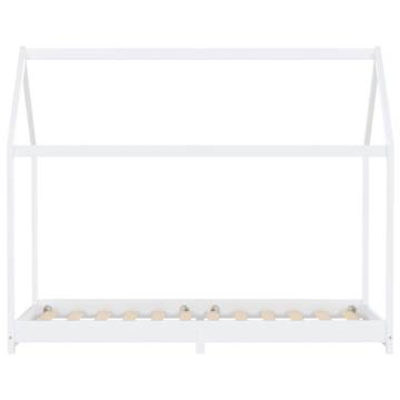 Kids Bed Frame White Solid Pine Wood 90x200 cm - Hipomarket