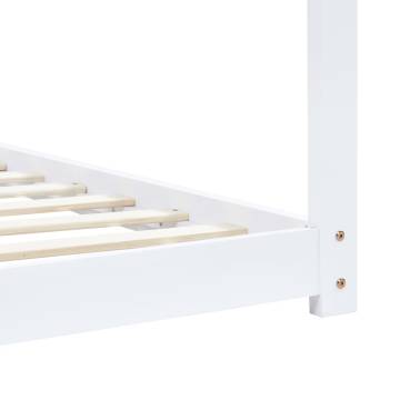 Kids Bed Frame White Solid Pine Wood 90x200 cm - Hipomarket