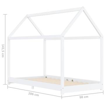 Kids Bed Frame White Solid Pine Wood 90x200 cm - Hipomarket