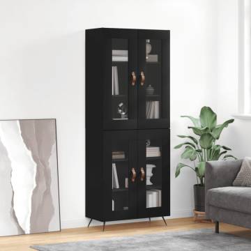 Elegant Highboard in Black - 69.5x34x180 cm Engineered Wood