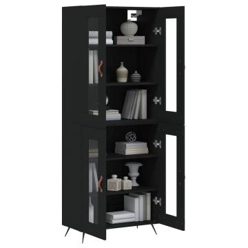 Elegant Highboard in Black - 69.5x34x180 cm Engineered Wood