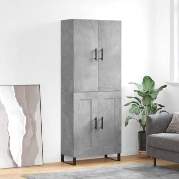 Stylish Highboard in Concrete Grey - 69.5x34x180 cm