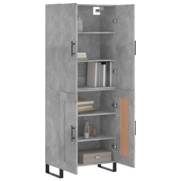 Stylish Highboard in Concrete Grey - 69.5x34x180 cm