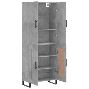 Stylish Highboard in Concrete Grey - 69.5x34x180 cm