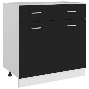 Drawer Bottom Cabinet Black - 80x46x81.5 cm Engineered Wood