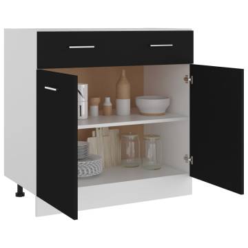 Drawer Bottom Cabinet Black - 80x46x81.5 cm Engineered Wood