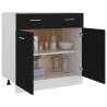 Drawer Bottom Cabinet Black - 80x46x81.5 cm Engineered Wood