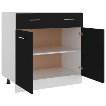 Drawer Bottom Cabinet Black - 80x46x81.5 cm Engineered Wood