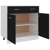 Drawer Bottom Cabinet Black - 80x46x81.5 cm Engineered Wood