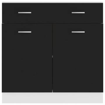 Drawer Bottom Cabinet Black - 80x46x81.5 cm Engineered Wood