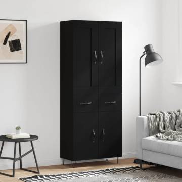 Elegant Highboard Black 69.5x34x180 cm - Engineered Wood