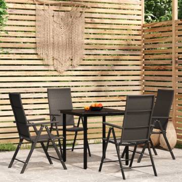 5 Piece Black Garden Dining Set | Stylish Outdoor Furniture