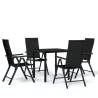 5 Piece Black Garden Dining Set | Stylish Outdoor Furniture