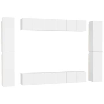 10 Piece White TV Cabinet Set - Stylish & Functional Storage