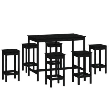 7 Piece Black Solid Wood Pine Bar Set - Stylish & Durable