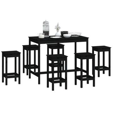 7 Piece Black Solid Wood Pine Bar Set - Stylish & Durable