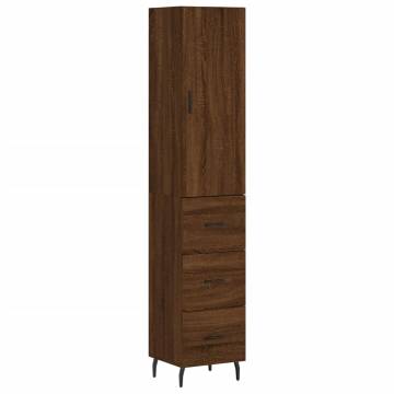 Stylish Highboard Brown Oak - 34.5x34x180 cm Engineered Wood