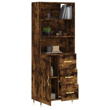 Stylish Highboard in Smoked Oak - 69.5x34x180 cm