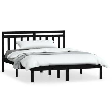 Black Solid Wood Pine Bed Frame 120x200 cm | HipoMarket