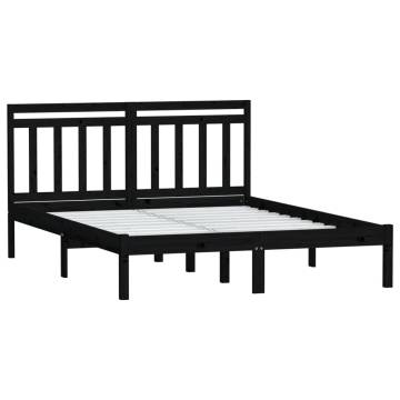 Black Solid Wood Pine Bed Frame 120x200 cm | HipoMarket