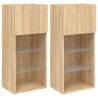 TV Cabinets with LED Lights - Sonoma Oak - 2 pcs | Hipo Market