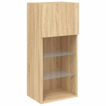 TV Cabinets with LED Lights - Sonoma Oak - 2 pcs | Hipo Market