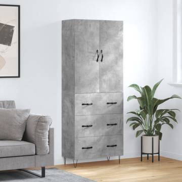 Stylish Highboard in Concrete Grey - 69.5x34x180 cm | HipoMarket