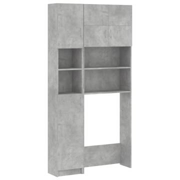 Washing Machine Cabinet Set - Concrete Grey Engineered Wood