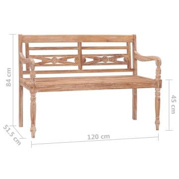 Batavia Bench 120 cm White Wash Solid Teak | HipoMarket UK