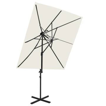 Cantilever Umbrella with Double Top Sand 250x250 cm - Buy Now