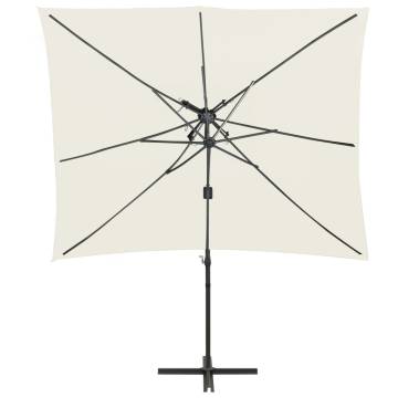 Cantilever Umbrella with Double Top Sand 250x250 cm - Buy Now