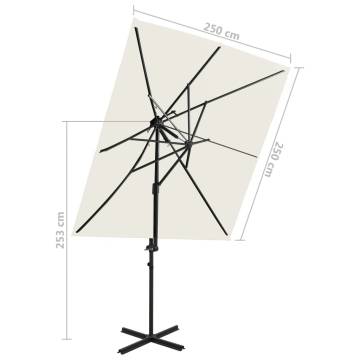 Cantilever Umbrella with Double Top Sand 250x250 cm - Buy Now