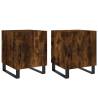 Modern Smoked Oak Bedside Cabinets - Set of 2