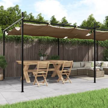 Taupe Pergola with Retractable Roof - 589x292x230 cm