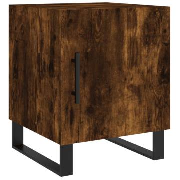 Modern Smoked Oak Bedside Cabinets - Set of 2