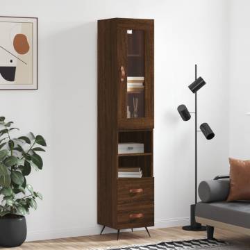 Stylish Highboard Brown Oak - 34.5x34x180 cm | HipoMarket