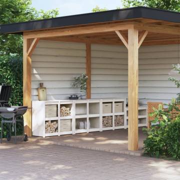 Outdoor Kitchen Cabinets 3 pcs - White Solid Wood Pine