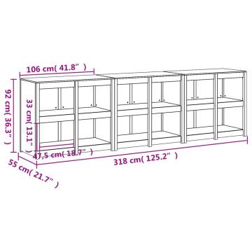 Outdoor Kitchen Cabinets 3 pcs - White Solid Wood Pine