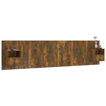 Stylish Bed Headboard with Cabinets in Smoked Oak - HipoMarket