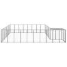 Dog Kennel Black 20.57 m² Steel - Secure & Durable Outdoor Play